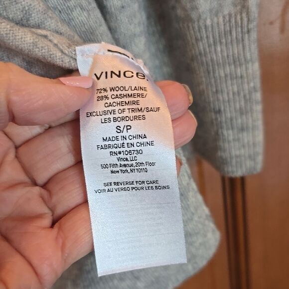 Vince Gray Cardigan Cashmere & Wool Sweater with Draped Open Front, NWT. - Picture 5 of 7